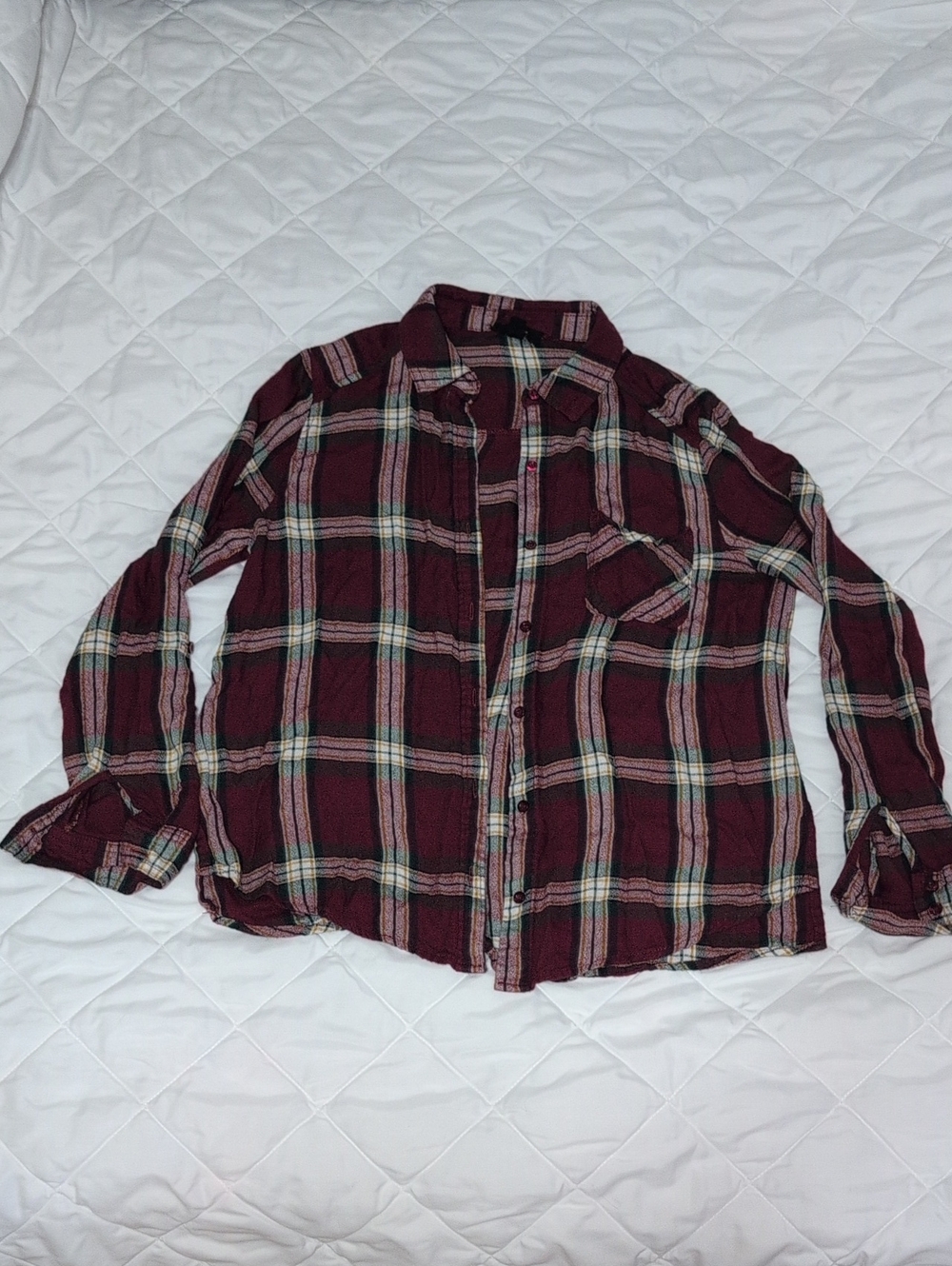 Mine Burgundy and Green Plaid Shirt